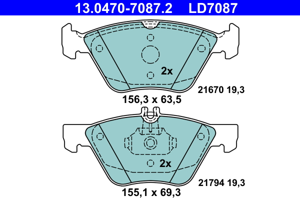 Brake Pad Set, disc brake - 13.0470-7087.2 ATE