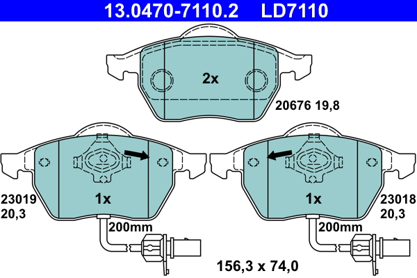 Kit pastiglie freno, Freno a disco - 13.0470-7110.2 ATE