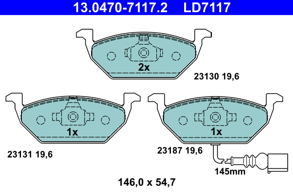 Brake Pad Set, disc brake - 13.0470-7117.2 ATE