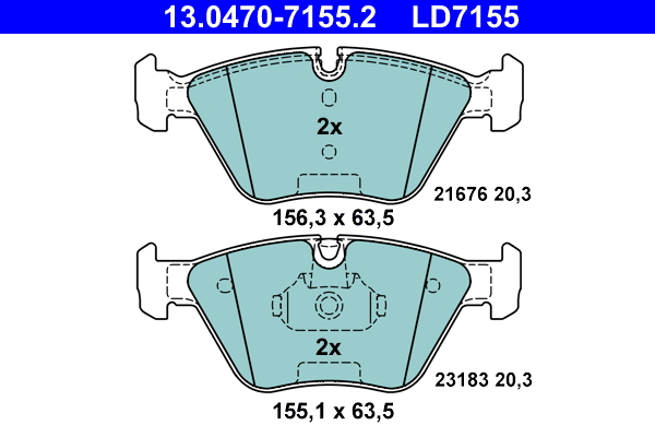 Brake Pad Set, disc brake - 13.0470-7155.2 ATE