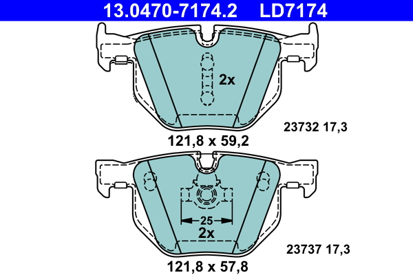 Brake Pad Set, disc brake - 13.0470-7174.2 ATE
