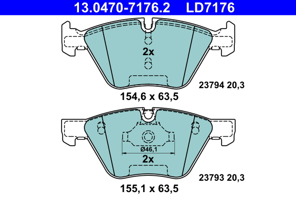 Brake Pad Set, disc brake - 13.0470-7176.2 ATE