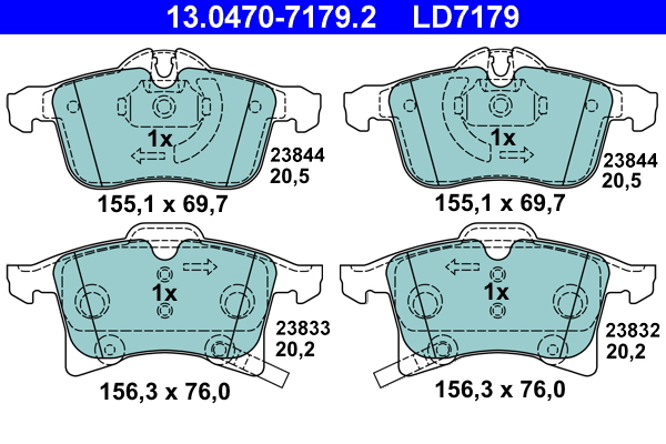 Brake Pad Set, disc brake - 13.0470-7179.2 ATE