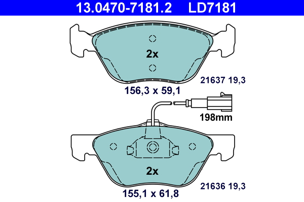 Kit pastiglie freno, Freno a disco - 13.0470-7181.2 ATE