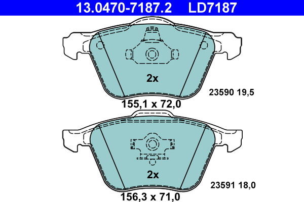 Kit pastiglie freno, Freno a disco - 13.0470-7187.2 ATE