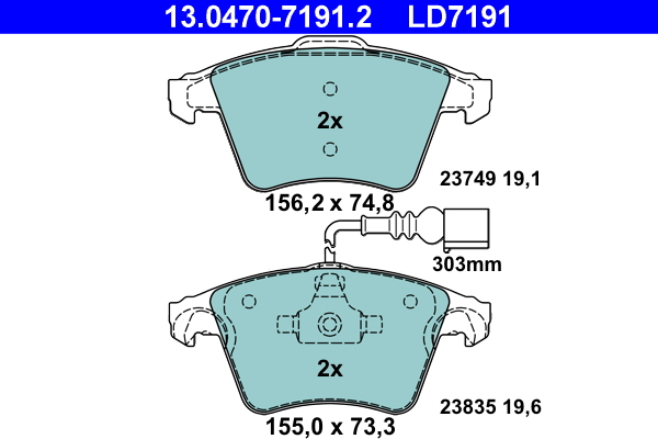Kit pastiglie freno, Freno a disco - 13.0470-7191.2 ATE