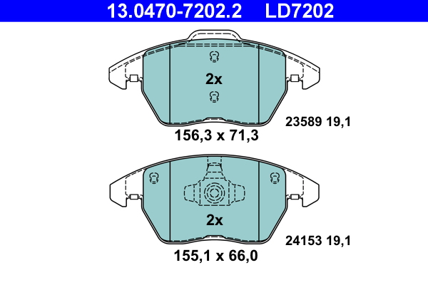 Brake Pad Set, disc brake - 13.0470-7202.2 ATE
