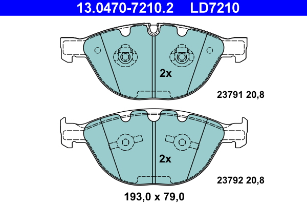 Brake Pad Set, disc brake - 13.0470-7210.2 ATE