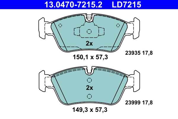 Brake Pad Set, disc brake - 13.0470-7215.2 ATE
