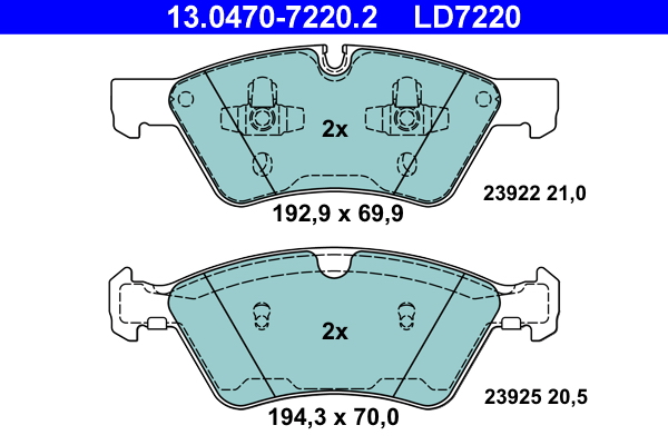 Kit pastiglie freno, Freno a disco - 13.0470-7220.2 ATE