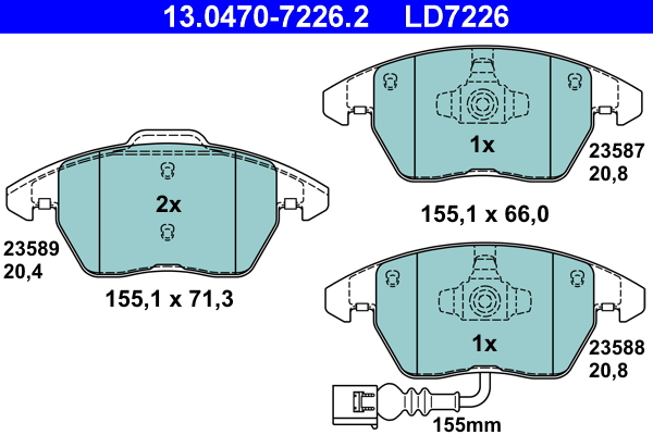 Kit pastiglie freno, Freno a disco - 13.0470-7226.2 ATE