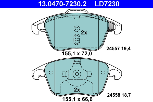 Brake Pad Set, disc brake - 13.0470-7230.2 ATE