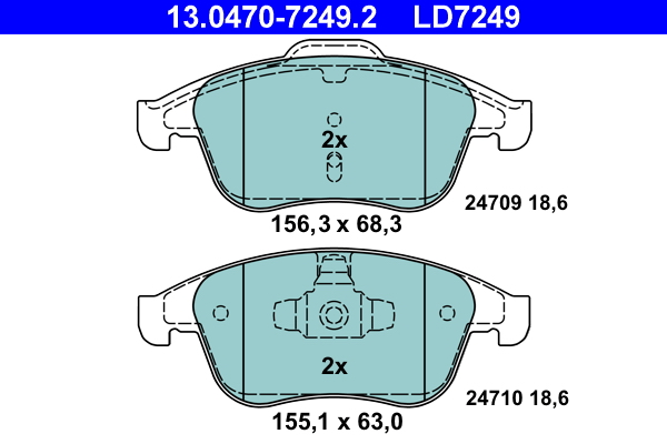 Brake Pad Set, disc brake - 13.0470-7249.2 ATE