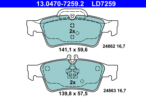 Kit pastiglie freno, Freno a disco - 13.0470-7259.2 ATE