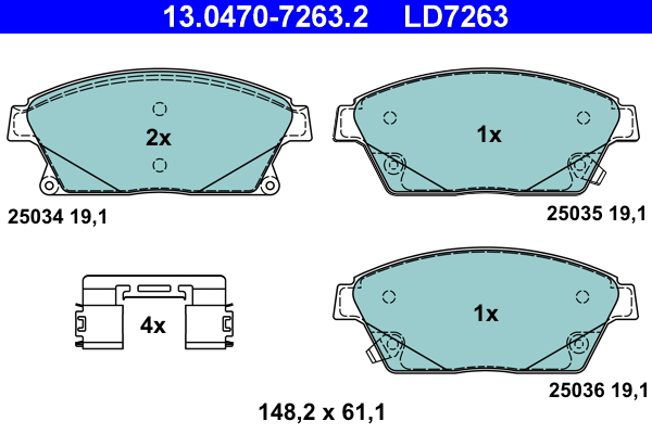 Kit pastiglie freno, Freno a disco - 13.0470-7263.2 ATE