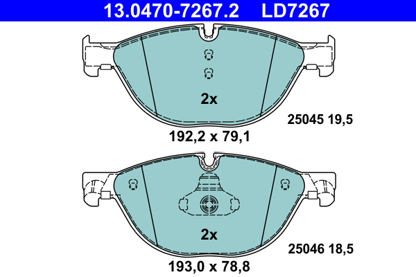 Brake Pad Set, disc brake - 13.0470-7267.2 ATE