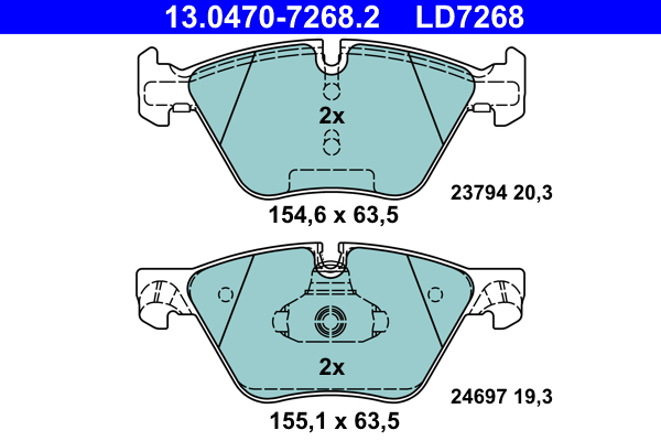 Brake Pad Set, disc brake - 13.0470-7268.2 ATE