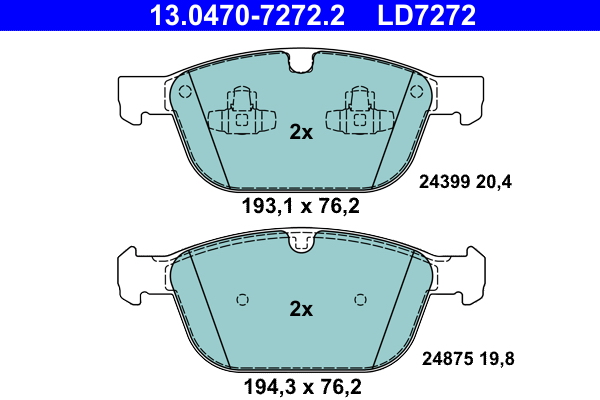 Kit pastiglie freno, Freno a disco - 13.0470-7272.2 ATE