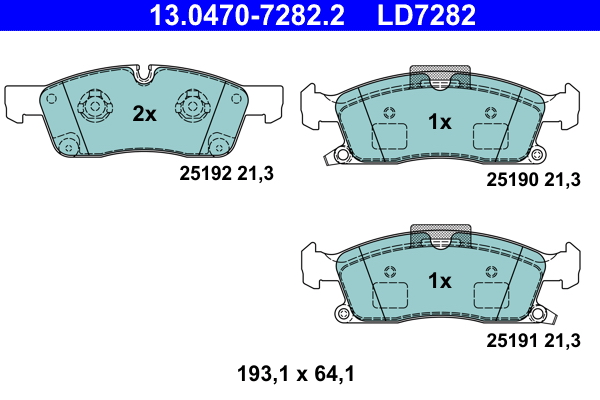 Brake Pad Set, disc brake - 13.0470-7282.2 ATE