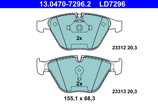 Brake Pad Set, disc brake - 13.0470-7296.2 ATE