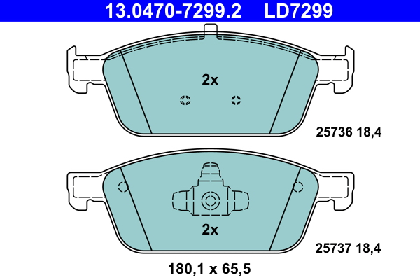 Brake Pad Set, disc brake - 13.0470-7299.2 ATE