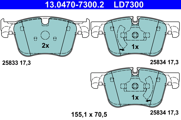 Brake Pad Set, disc brake - 13.0470-7300.2 ATE
