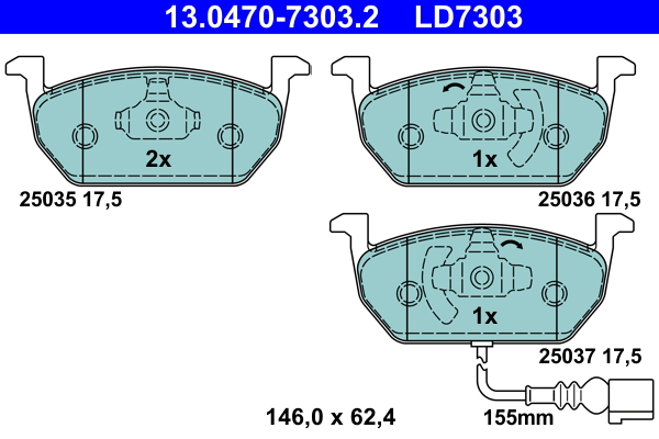 Kit pastiglie freno, Freno a disco - 13.0470-7303.2 ATE