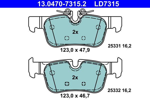 Brake Pad Set, disc brake - 13.0470-7315.2 ATE