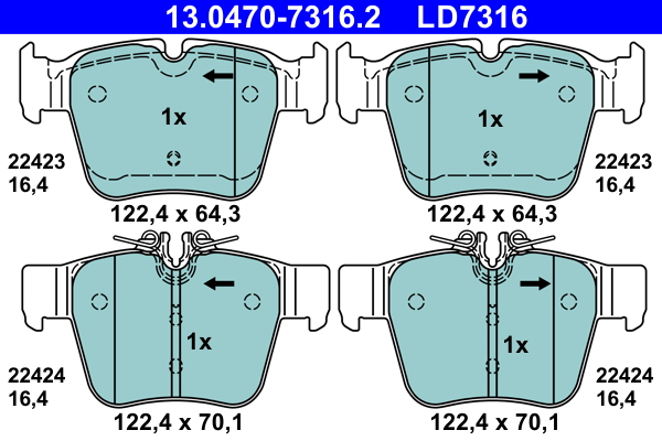 Brake Pad Set, disc brake - 13.0470-7316.2 ATE