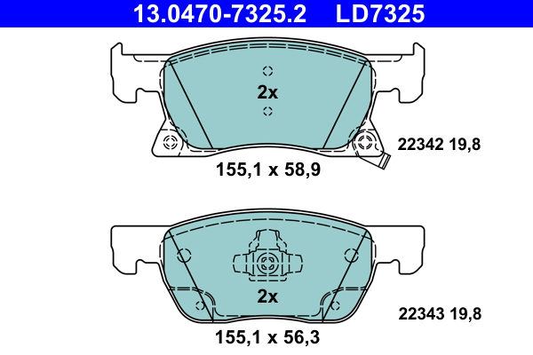 Brake Pad Set, disc brake - 13.0470-7325.2 ATE