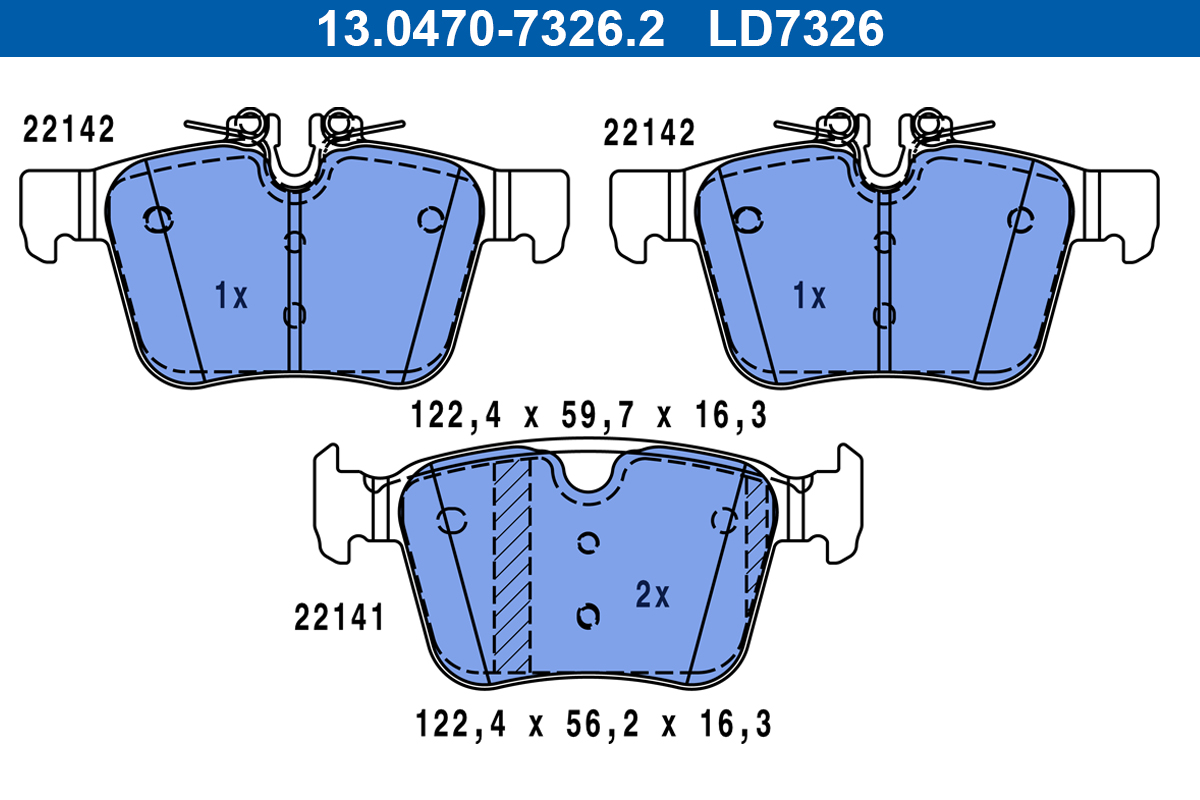 Brake Pad Set, disc brake - 13.0470-7326.2 ATE