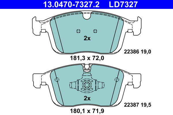 Kit pastiglie freno, Freno a disco - 13.0470-7327.2 ATE