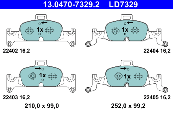Brake Pad Set, disc brake - 13.0470-7329.2 ATE
