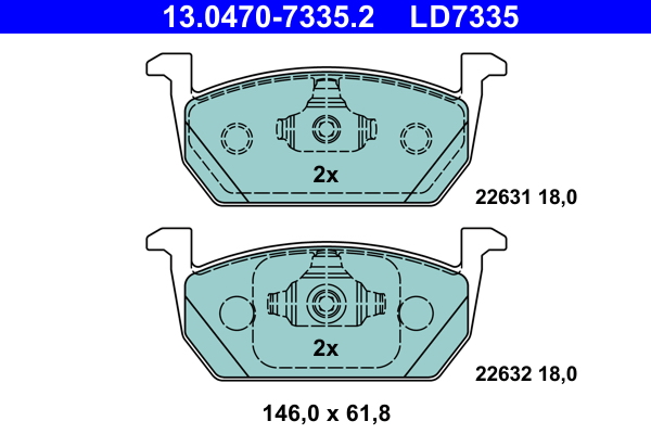 Brake Pad Set, disc brake - 13.0470-7335.2 ATE