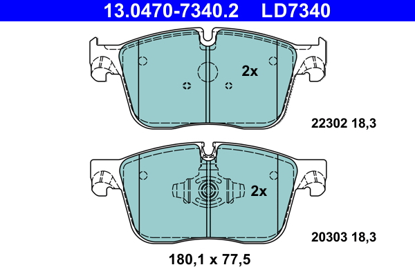 Brake Pad Set, disc brake - 13.0470-7340.2 ATE
