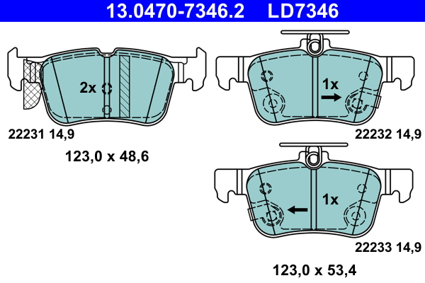 Brake Pad Set, disc brake - 13.0470-7346.2 ATE