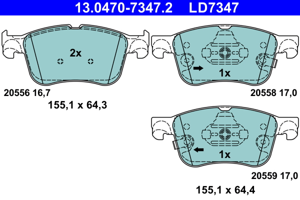 Brake Pad Set, disc brake - 13.0470-7347.2 ATE