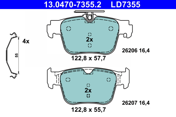 Brake Pad Set, disc brake - 13.0470-7355.2 ATE