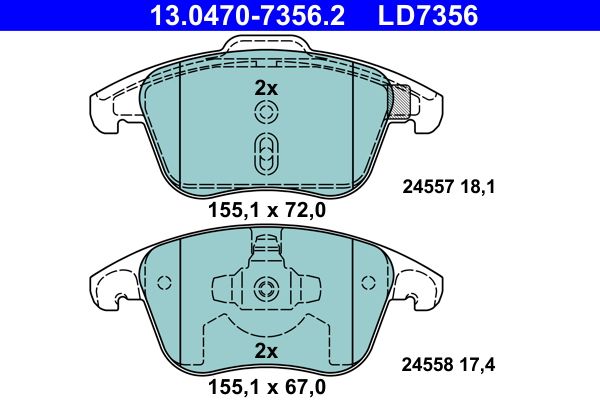 Kit pastiglie freno, Freno a disco - 13.0470-7356.2 ATE