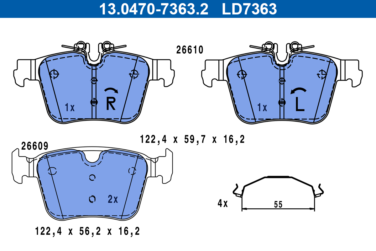 Brake Pad Set, disc brake - 13.0470-7363.2 ATE