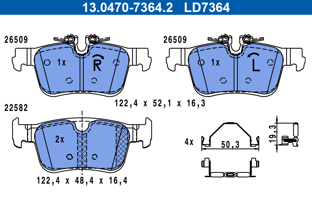 Brake Pad Set, disc brake - 13.0470-7364.2 ATE