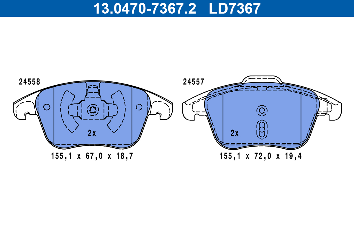 Brake Pad Set, disc brake - 13.0470-7367.2 ATE