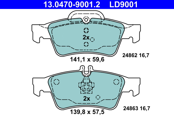 Kit pastiglie freno, Freno a disco - 13.0470-9001.2 ATE