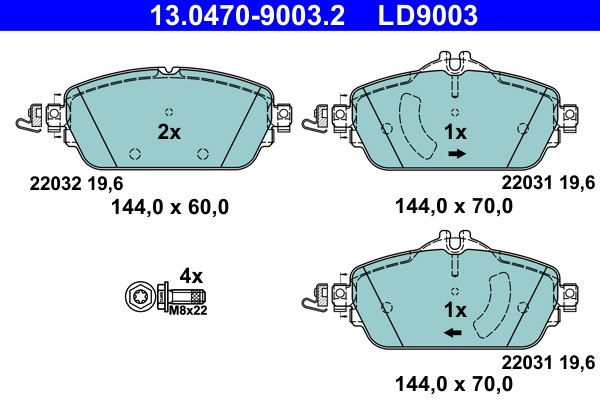 Brake Pad Set, disc brake - 13.0470-9003.2 ATE
