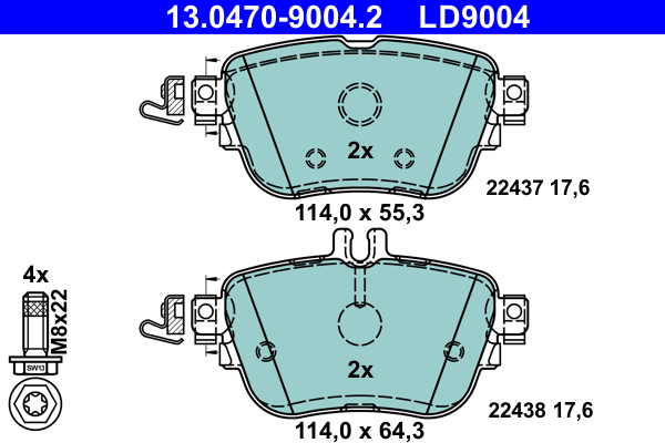 Brake Pad Set, disc brake - 13.0470-9004.2 ATE