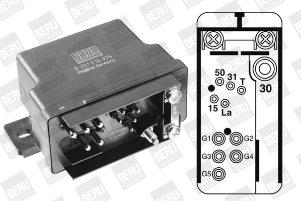 Relay, glow plug system - GR075 BorgWarner (BERU)