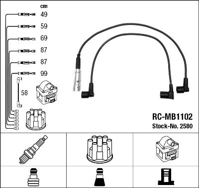 uždegimo laido komplektas - 2580 NGK