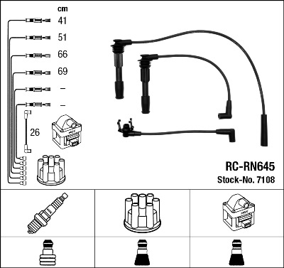 Ignition Cable Kit - 7108 NGK