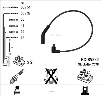 Ignition Cable Kit - 7078 NGK
