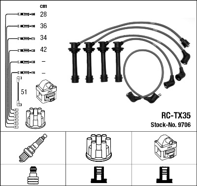 Ignition Cable Kit - 9706 NGK